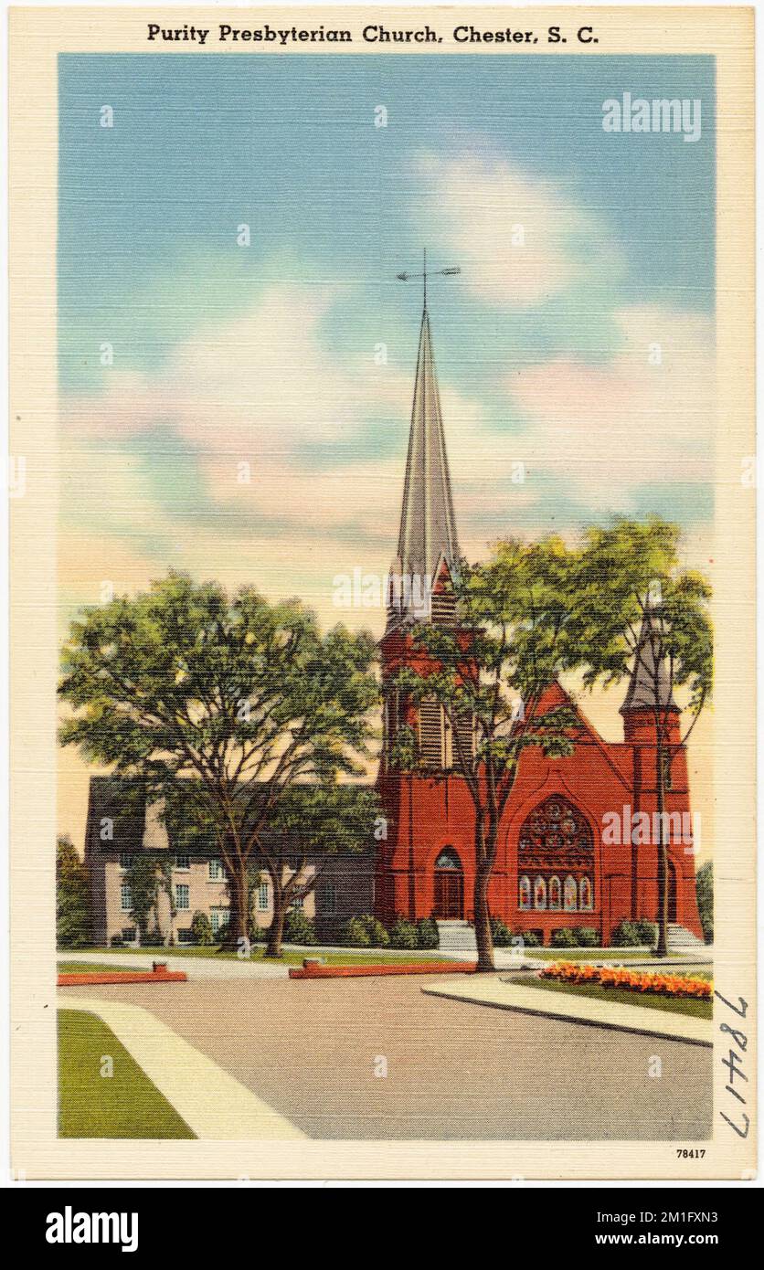 Purezza Chiesa presbiteriana, Chester, S. C., Chiese, Tichnor Brothers Collection, Cartoline degli Stati Uniti Foto Stock