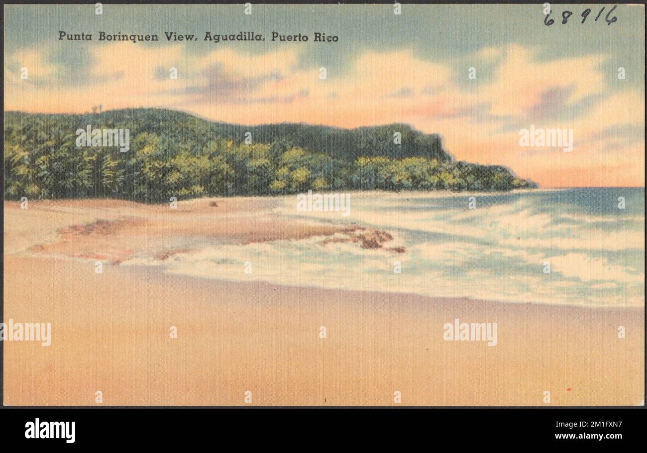 Punta Borinquen vista, Aguadilla, Puerto Rico , spiagge, Tichnor Brothers Collection, Cartoline degli Stati Uniti Foto Stock