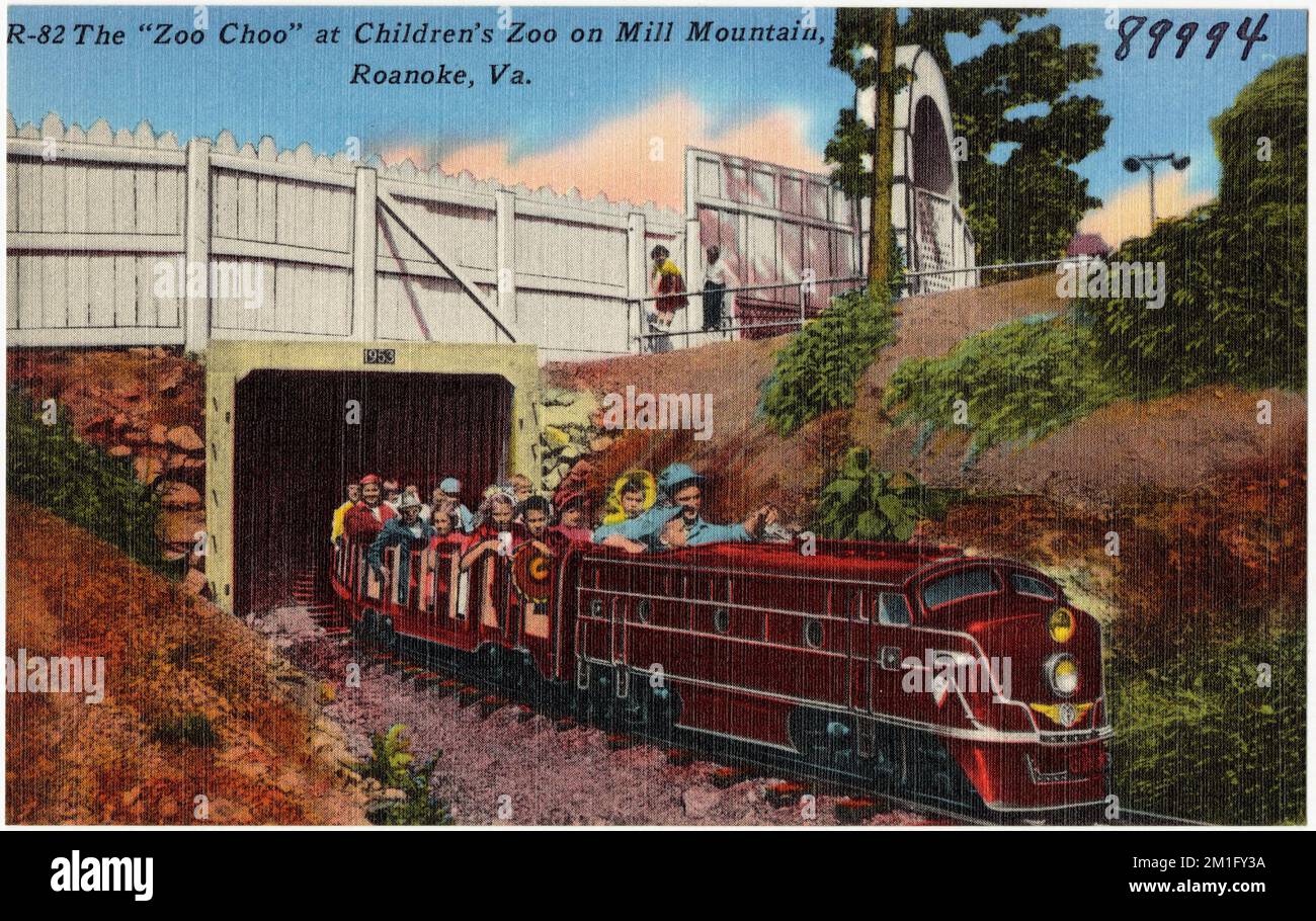 R-82. "Zoo Choo" allo zoo per bambini di Mill Mountain, Roanoke, Virginia , Tichnor Brothers Collection, cartoline degli Stati Uniti Foto Stock