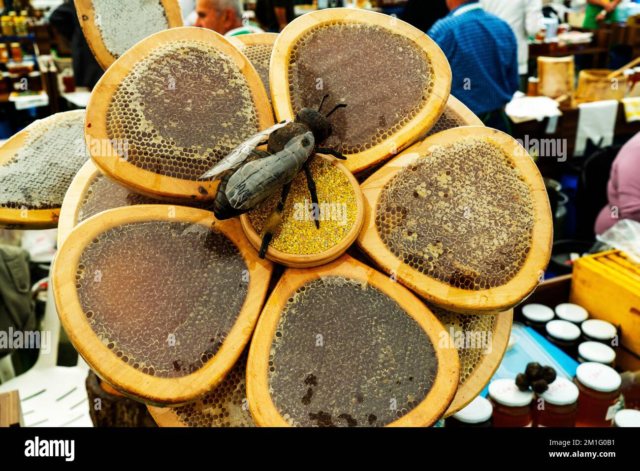 nido d'ape con closeup miele. dieta sana Foto Stock