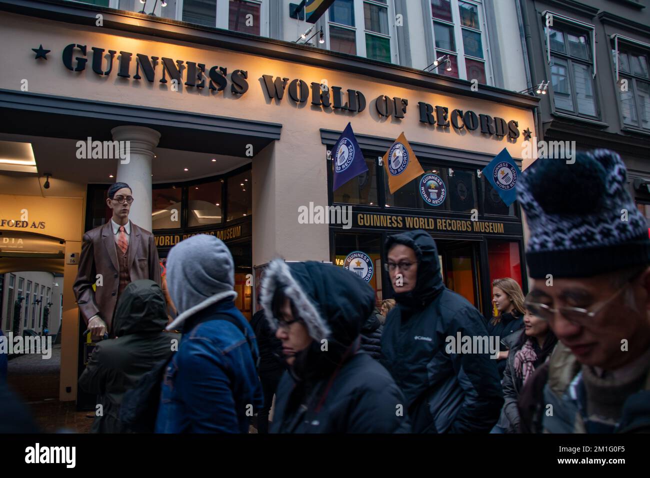 Guinness dei primati mondiali e la strada di Copenhagen, Danimarca Foto Stock