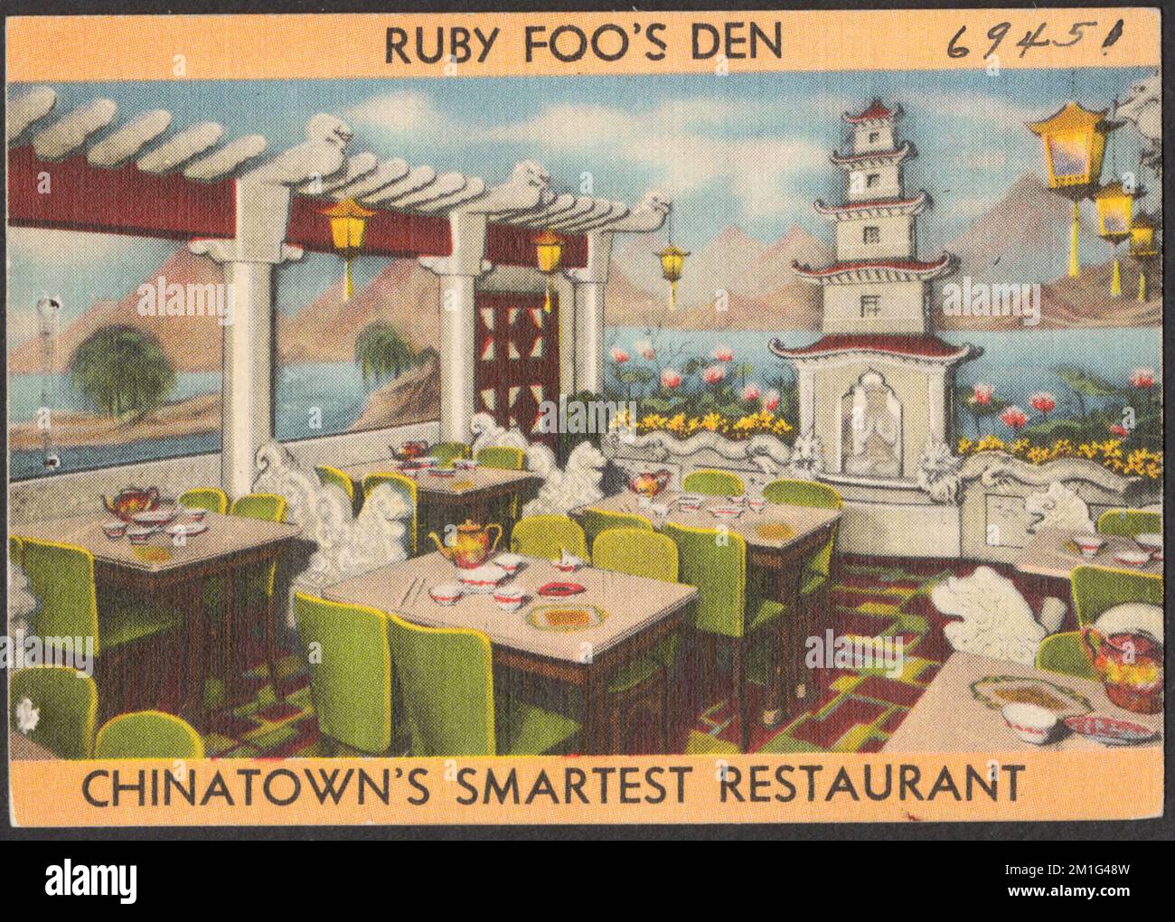 Ruby Foo's Den, il ristorante più intelligente di Chinatown, ristoranti, Tichnor Brothers Collection, cartoline degli Stati Uniti Foto Stock
