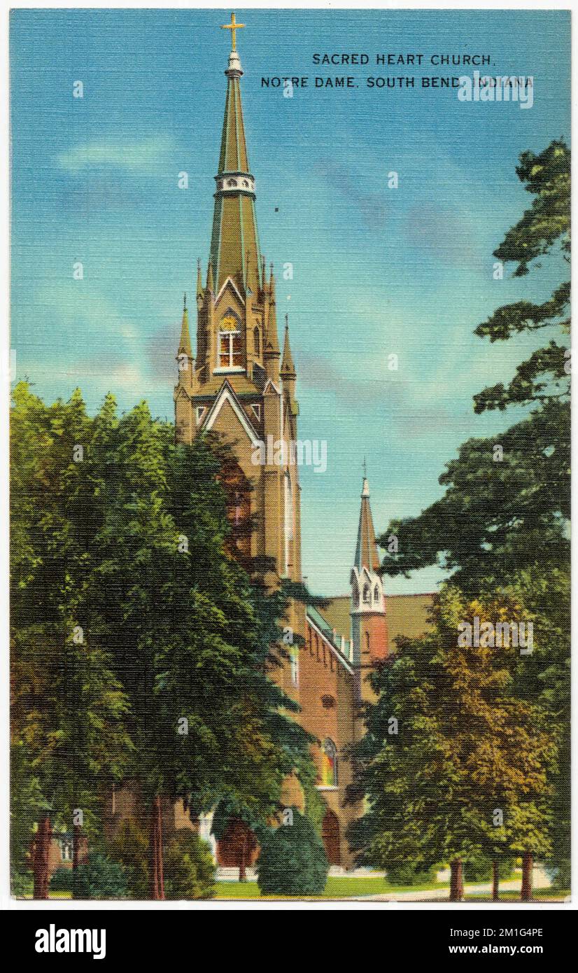 Chiesa del cuore sacro, Notre Dame, South Bend, Indiana , Chiese, Tichnor Brothers Collection, cartoline degli Stati Uniti Foto Stock