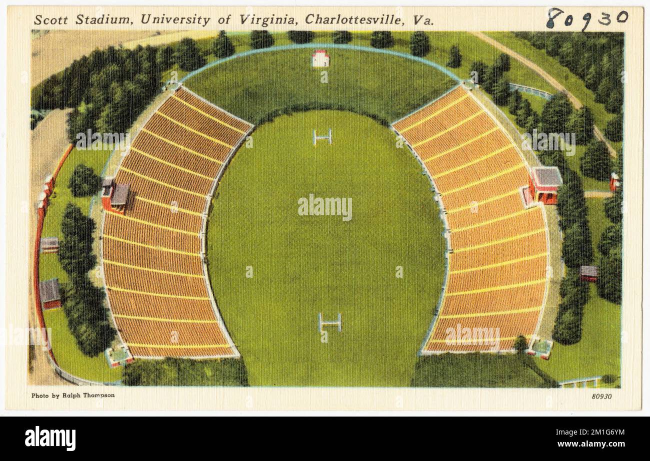 Scott Stadium, University of Virginia, Charlottesville, Virginia , Università e college, stadi, Tichnor Brothers Collection, cartoline degli Stati Uniti Foto Stock