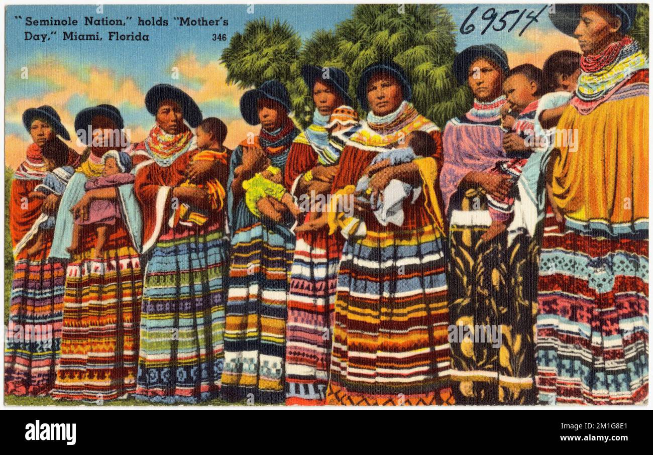 'Seminole Nation' tiene 'Mother's Day', Miami, Florida, Tichnor Brothers Collection, cartoline degli Stati Uniti Foto Stock