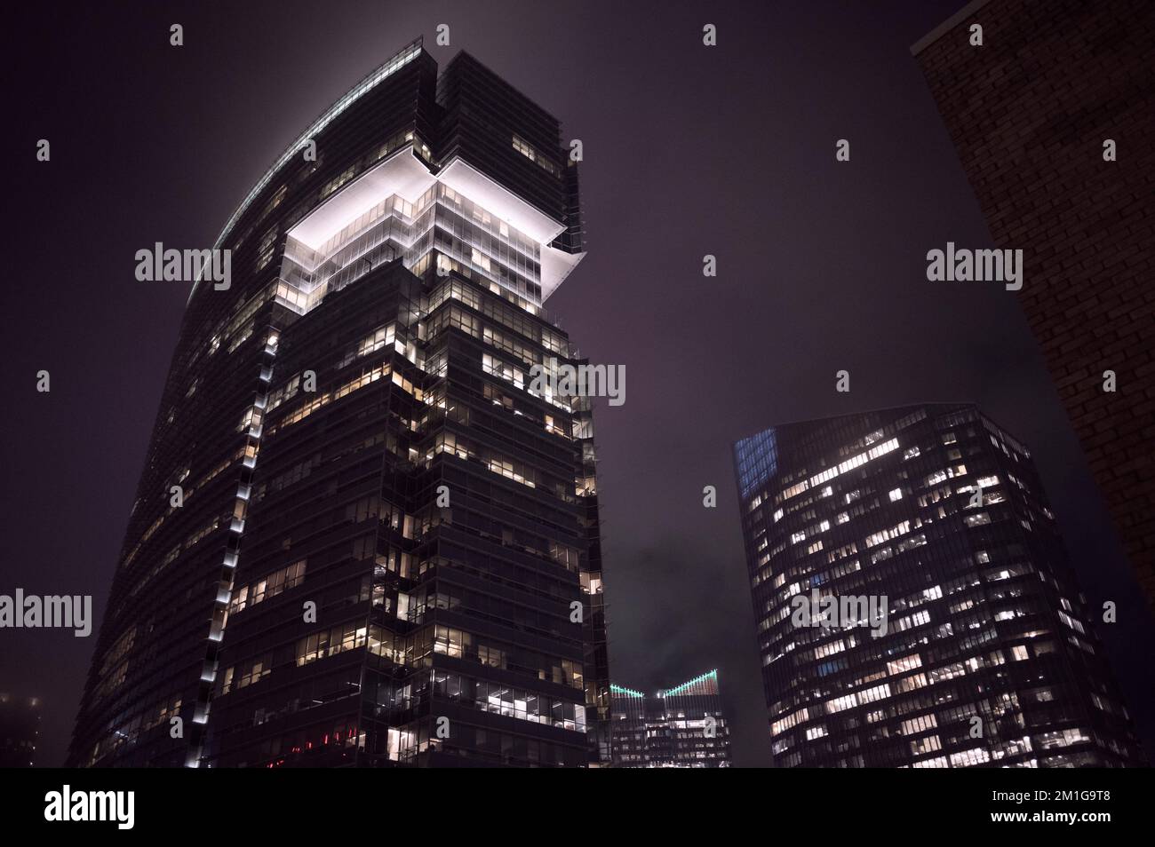 Grattacielo nel centro di Houston di notte Foto Stock