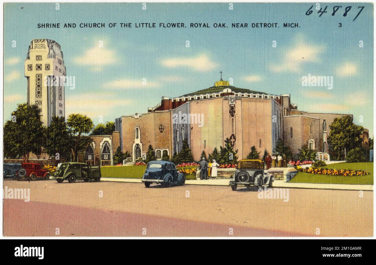 Santuario e Chiesa del piccolo fiore, Royal Oak, vicino a Detroit, Michigan. , Chiese, Tichnor Brothers Collection, cartoline degli Stati Uniti Foto Stock