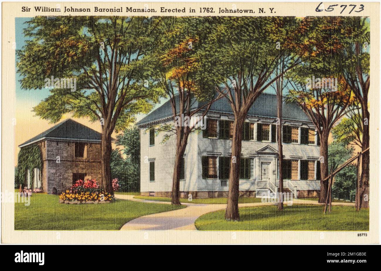 Sir William Johnson Baronial Mansion, eretta nel 1762, Johnstown, N. Y. , Houses, Tichnor Brothers Collection, cartoline degli Stati Uniti Foto Stock