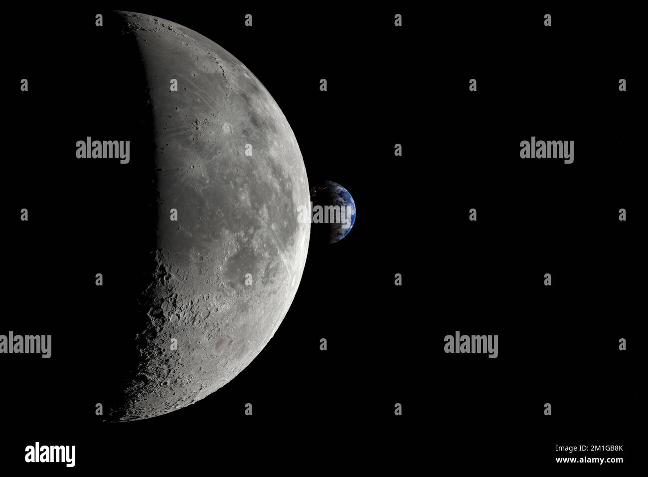 Dettagli della superficie lunare su sfondo trasparente - rendering 3D - mappe dalla NASA Foto Stock