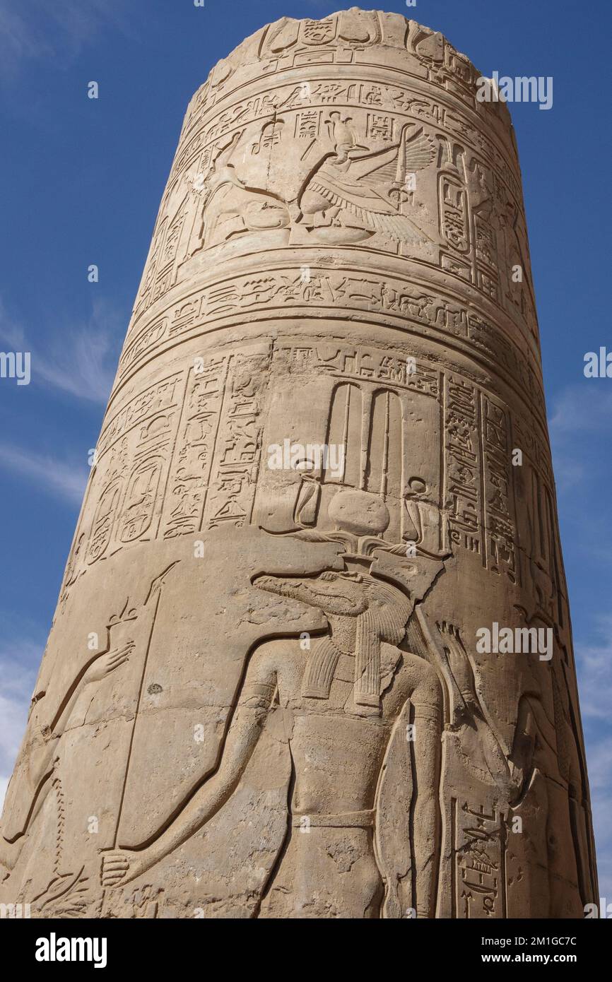 Il Tempio di Haroeris e Sobek a Kom Ombo nella valle del Nilo, l'Alto Egitto Foto Stock