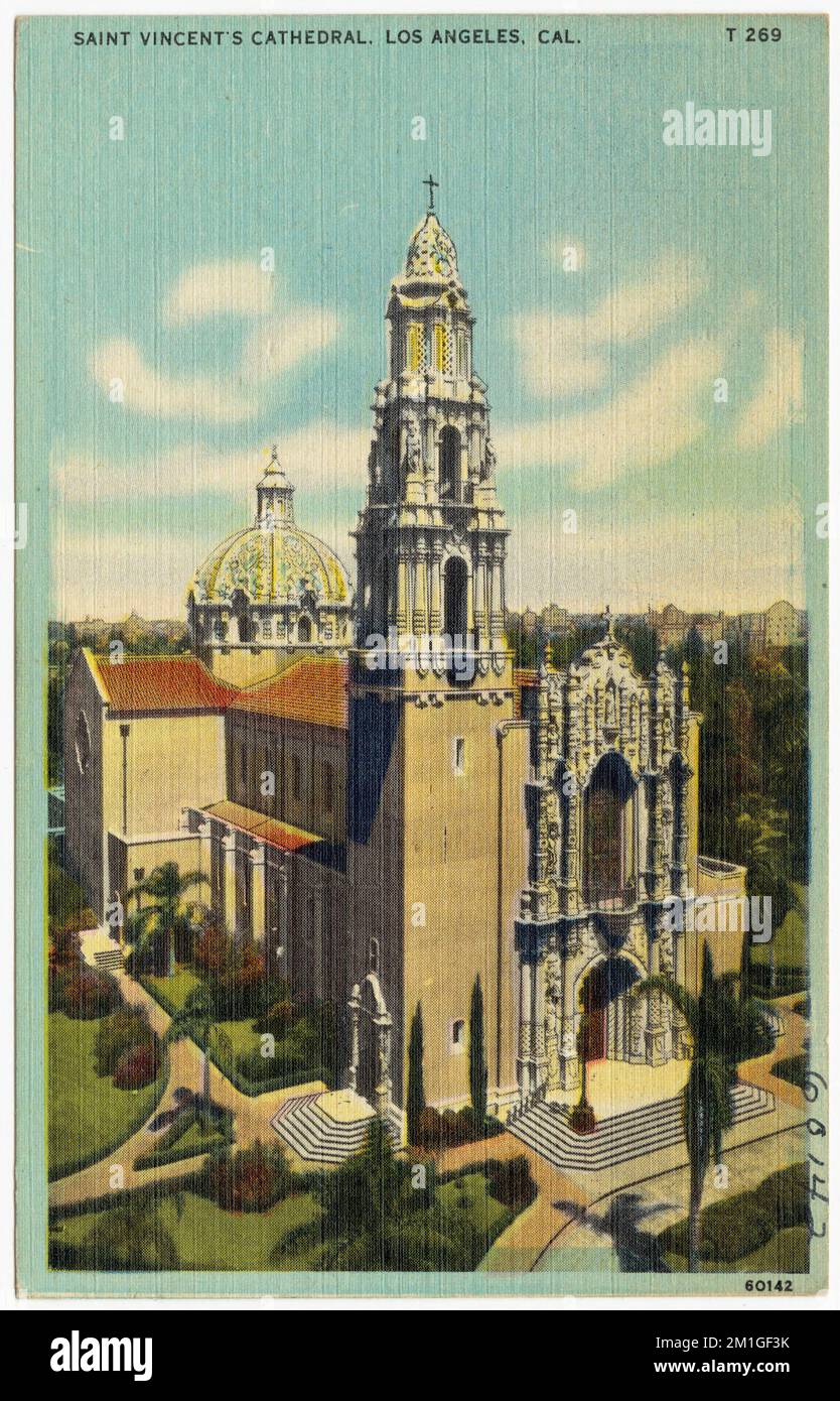 St Vincent's Cathedral, Los Angeles, Cal. , Chiese, Tichnor Brothers Collection, cartoline degli Stati Uniti Foto Stock