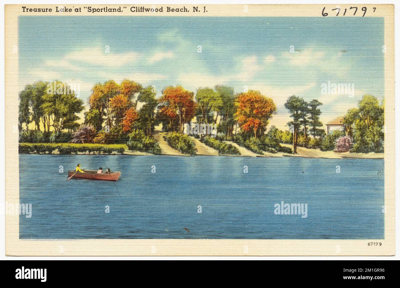 Treasure Lake a 'Sportland', Cliffwood Beach, N.J. , Lakes & stagni, Tichnor Brothers Collection, cartoline degli Stati Uniti Foto Stock