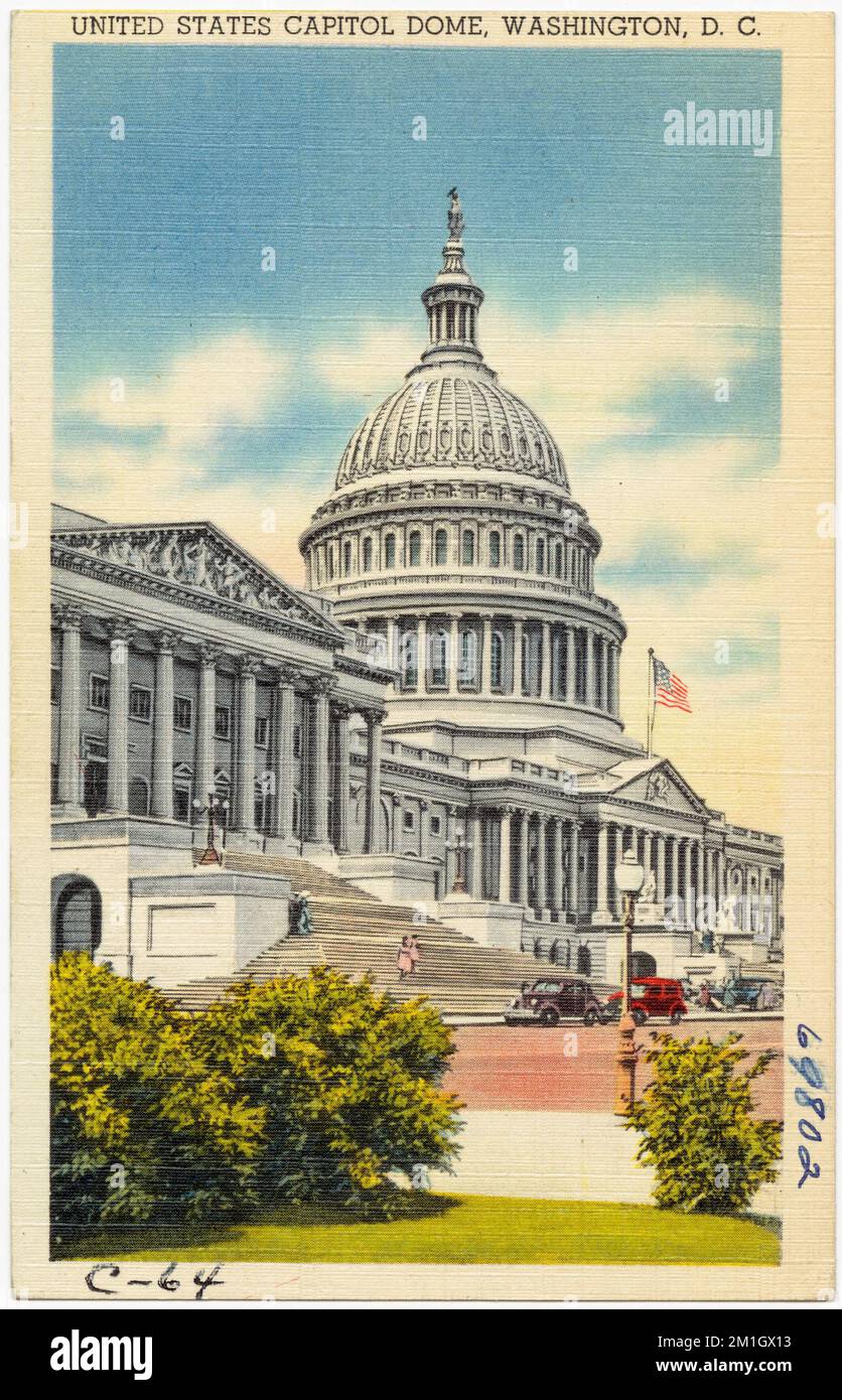 Campidoglio degli Stati Uniti, Washington, D. C., Capitols, Tichnor Brothers Collection, Cartoline degli Stati Uniti Foto Stock