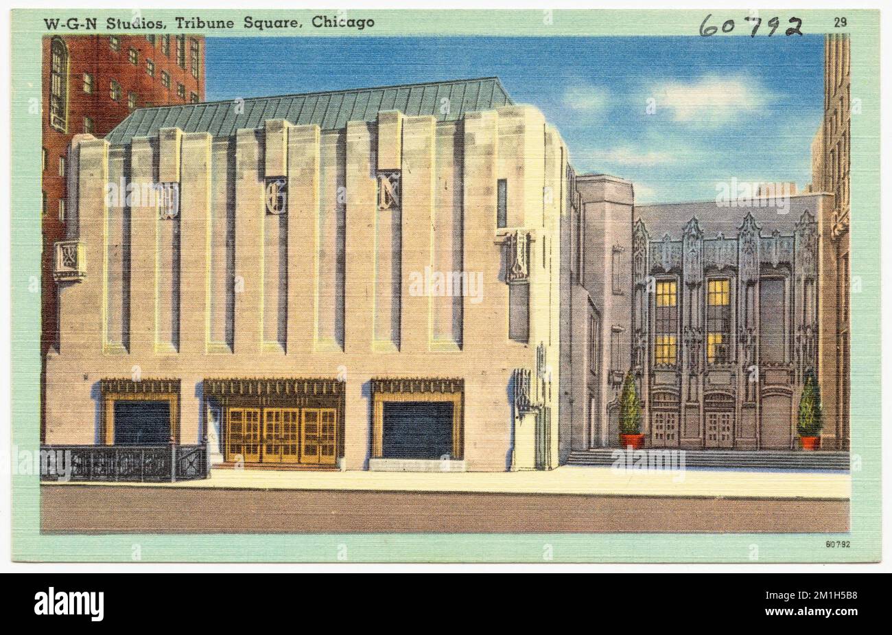 W-G-N Studios Tribune Square, Chicago, strutture commerciali, Tichnor Brothers Collection, cartoline degli Stati Uniti Foto Stock