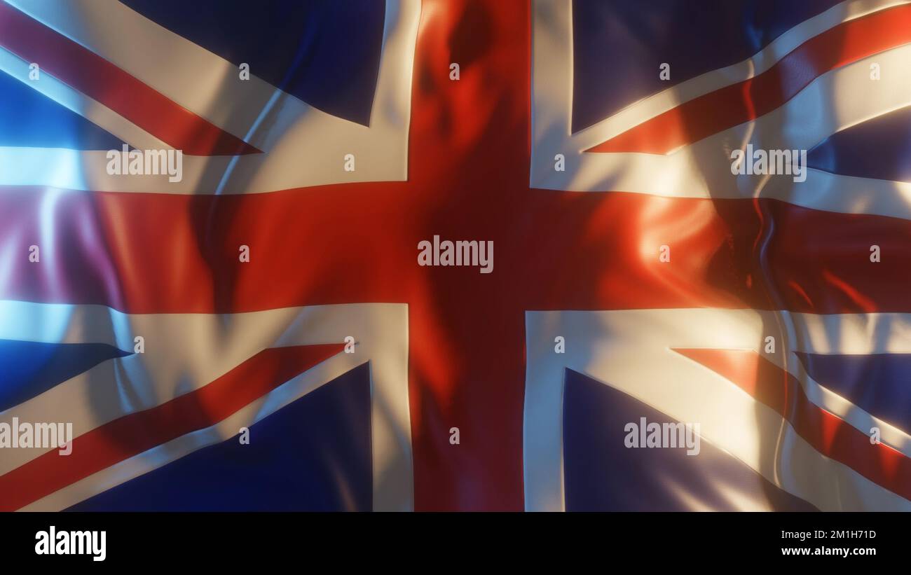 UK Flag Frontal Regno Unito primo piano View 3D Render Foto Stock