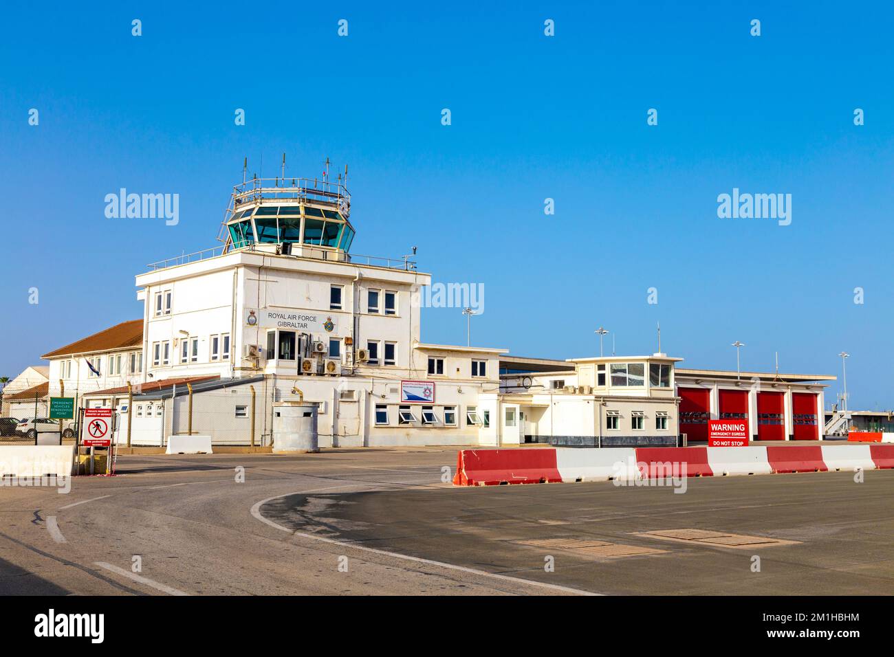 Torre di controllo del traffico aereo presso l'Aeroporto Internazionale di Gibilterra, Gibilterra Foto Stock