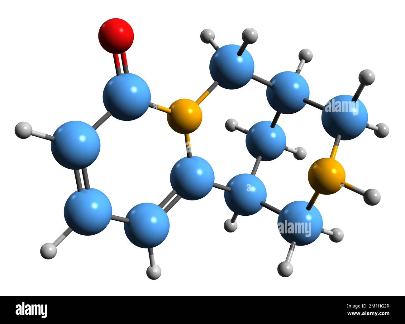 3D immagine della formula scheletrica citisina - struttura chimica molecolare della battitossina alcaloide isolata su sfondo bianco Foto Stock
