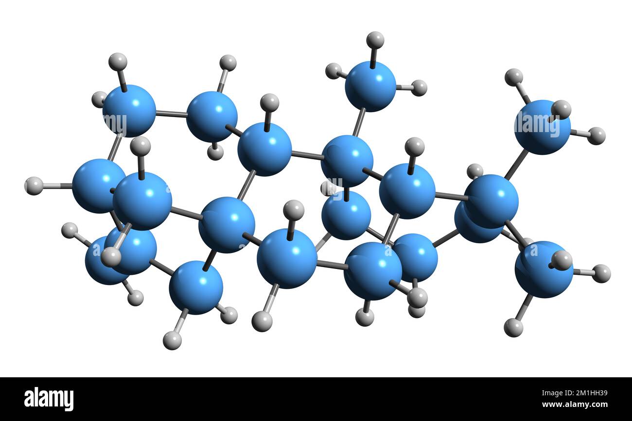 3D immagine di formula scheletrica di ent-Kaurene - struttura chimica molecolare di dibberellina diterpene tetraciclico isolato su sfondo bianco Foto Stock