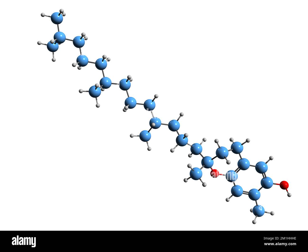 3D immagine di eta-tocoferolo formula scheletrica - struttura chimica molecolare di 7-metilProtocol isolato su sfondo bianco Foto Stock