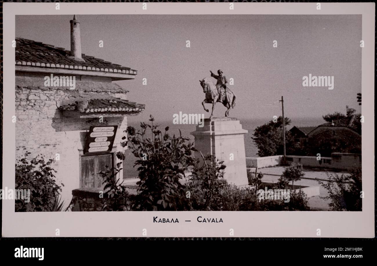 Καβαλα - Cavala , statue equestri, Governatori, Muḥammad ʻAlī Bāshā, Governatore dell'Egitto, 1769-1849. Collezione Nicholas Catsimpoolas Foto Stock