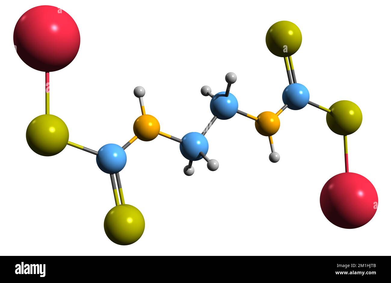 3D immagine della formula scheletrica di Nabam - struttura chimica molecolare dell'erbicida isolato su sfondo bianco Foto Stock