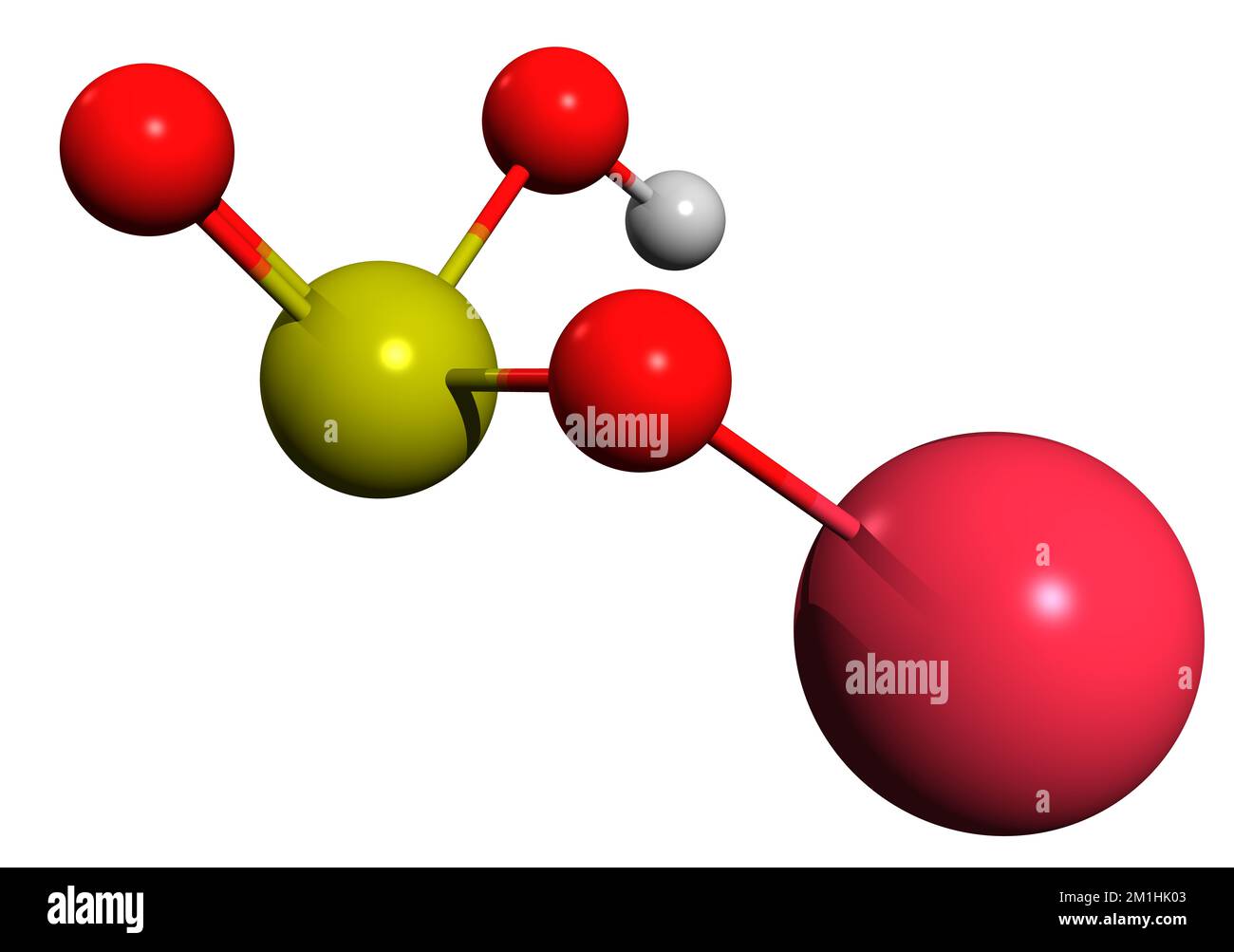 3D immagine di bisolfito di sodio formula scheletrica - struttura chimica molecolare di idrogeno solfito di sodio isolato su sfondo bianco Foto Stock