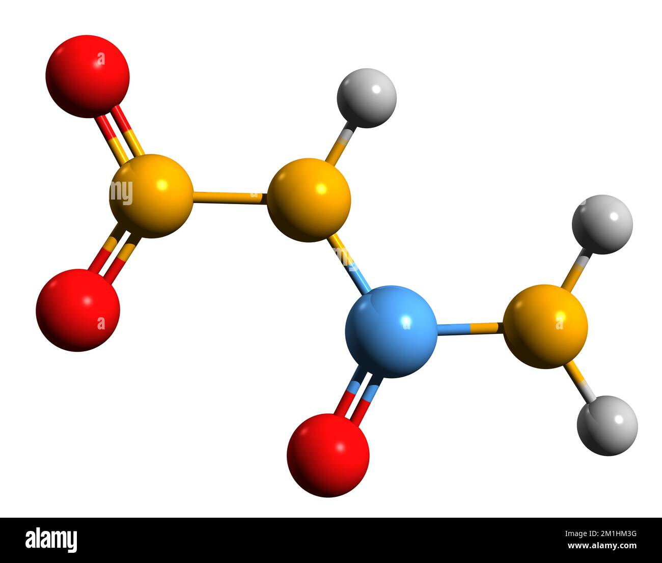 3D immagine della formula scheletrica di Nitrourea - struttura chimica molecolare della nitrocarbamide isolata su sfondo bianco Foto Stock