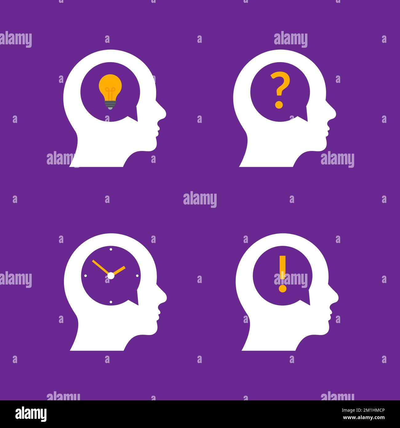 Profilo dell'idea del cervello della testa umana. Persona business domanda persone mente creativa illustrazione icona Illustrazione Vettoriale