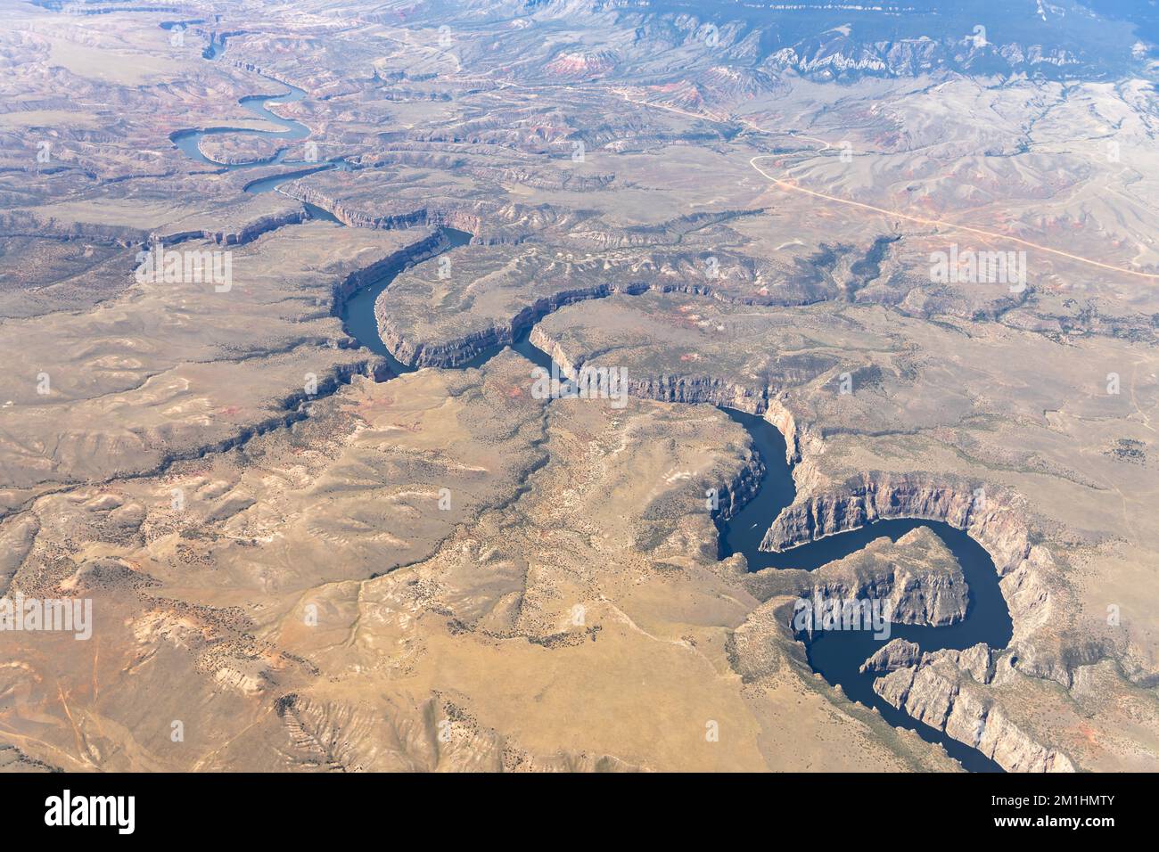 Vista aerea della Bighorn Canyon National Recreation Area, Montana Foto Stock