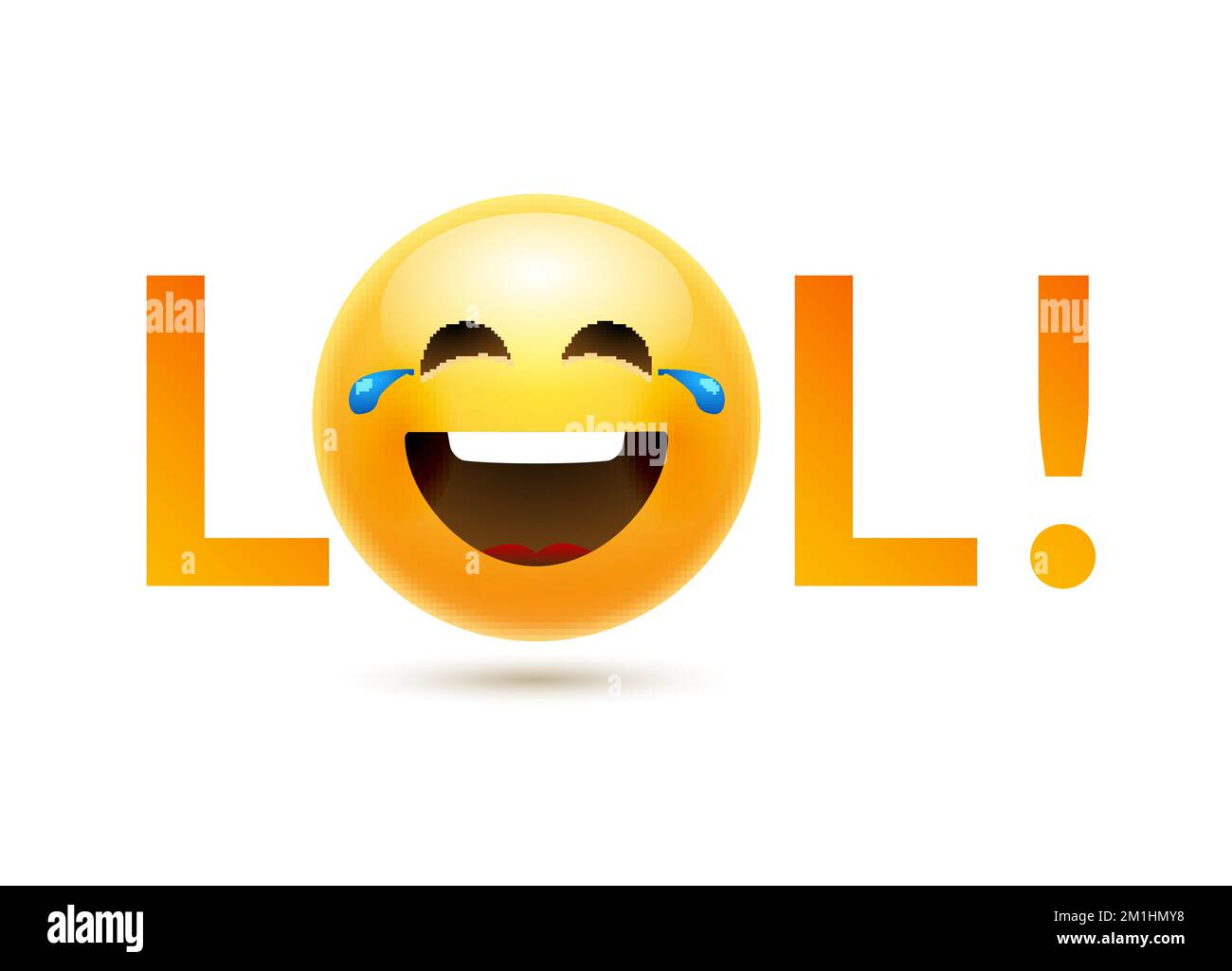 Icona lol emoji sorriso faccia. Emoticon scherzo felice cartone animato divertente lol emotoji illustrazione Illustrazione Vettoriale