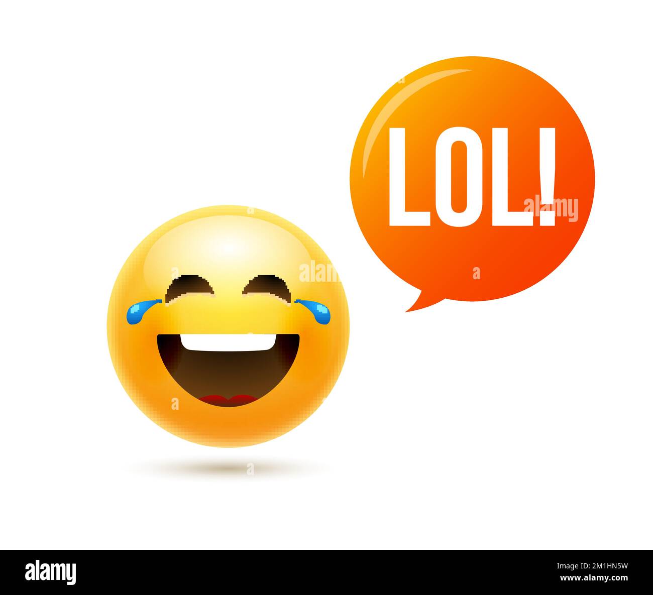 Icona lol emoji sorriso faccia. Emoticon scherzo felice cartone animato divertente lol emotoji illustrazione Illustrazione Vettoriale