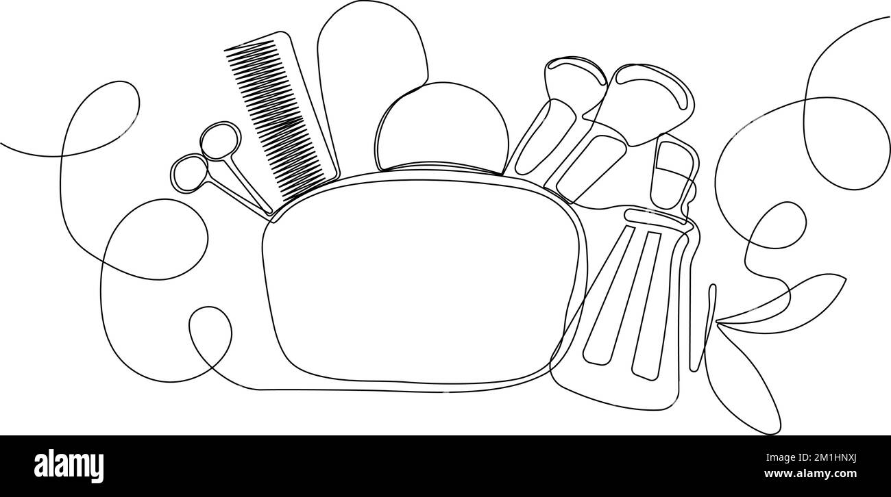 Disegno continuo di una linea di bottiglie con olio o miele o succo di limone o lime per lo scrubbing e la cura della pelle del corpo con prodotti naturali per la cura della pelle alle erbe, vista dall'alto degli ingredienti. Illustrazione vettoriale Illustrazione Vettoriale
