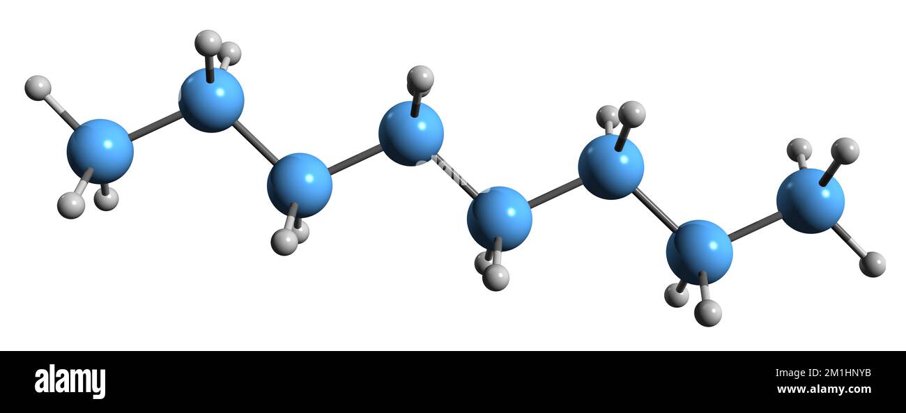 3D immagine di Octane formula scheletrica - struttura chimica molecolare di Octacarbane isolato su sfondo bianco Foto Stock