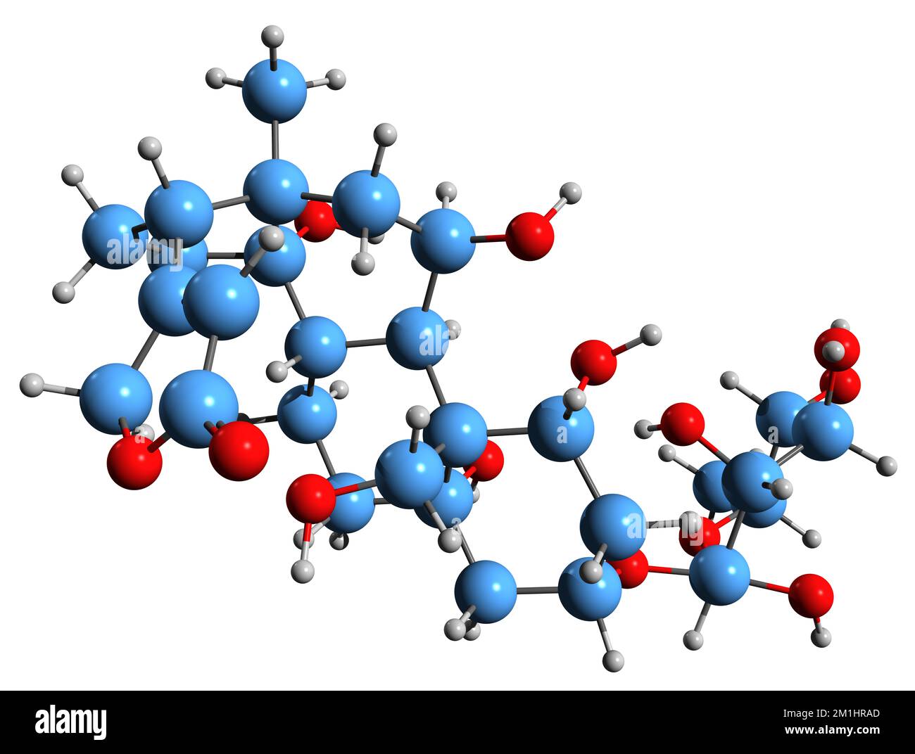 3D immagine della formula scheletrica ouabain - struttura chimica molecolare della g-strofantina del veleno freccia isolata su sfondo bianco Foto Stock
