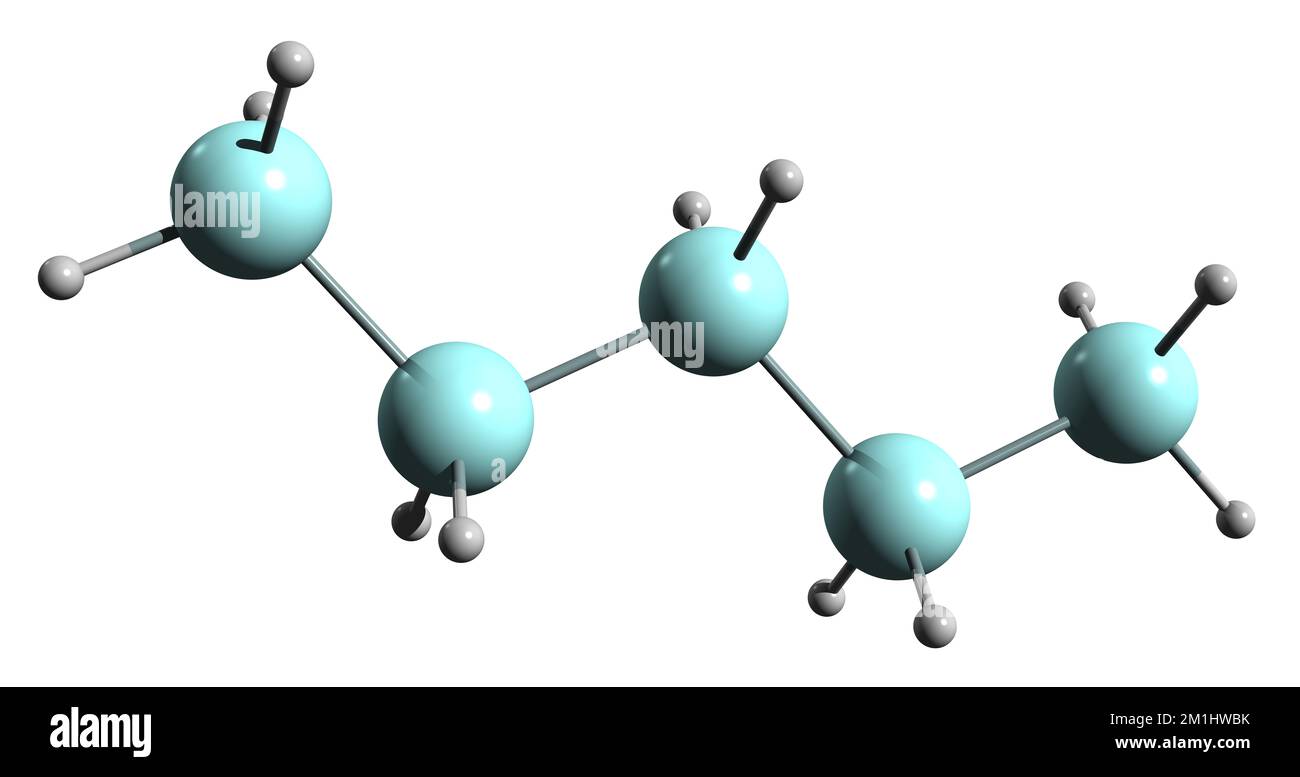 3D immagine di Pentasilane formula scheletrica - struttura chimica molecolare di polimero sintetico isolato su sfondo bianco Foto Stock