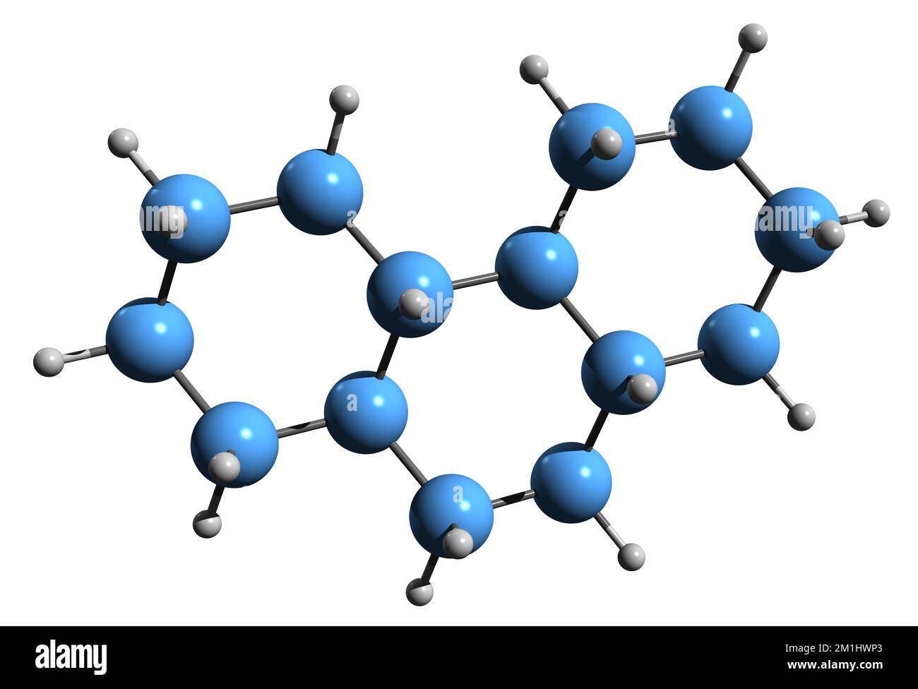 3D immagine di formula scheletrica fenantrenica - struttura chimica molecolare di idrocarburo aromatico policiclico isolato su sfondo bianco Foto Stock