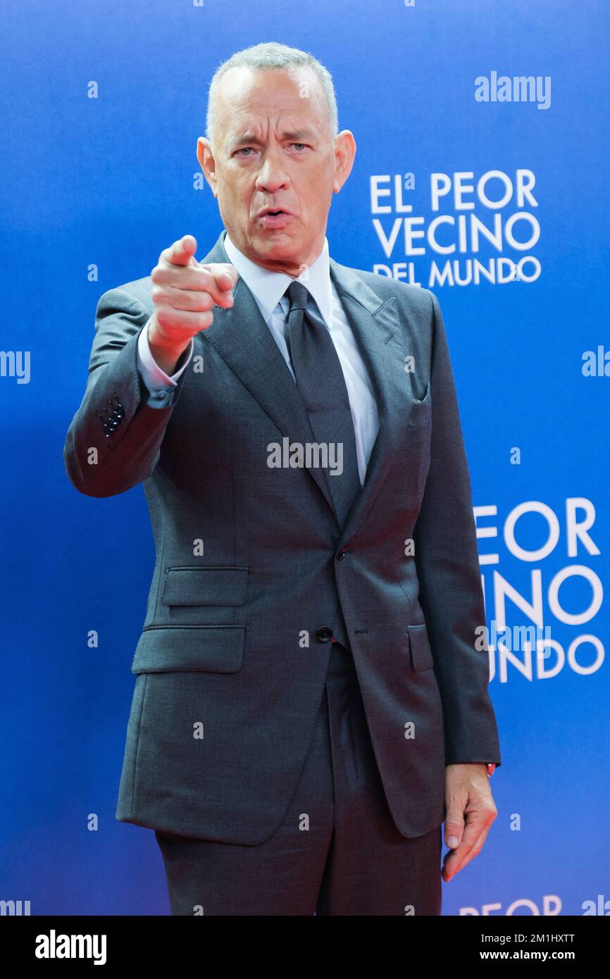 Madrid, Spagna. 12th Dec, 2022. L'attore STATUNITENSE Tom Hanks partecipa alla prima di 'El Peor Vecino del Mundo' al Cine Capitol di Madrid. Credit: SOPA Images Limited/Alamy Live News Foto Stock