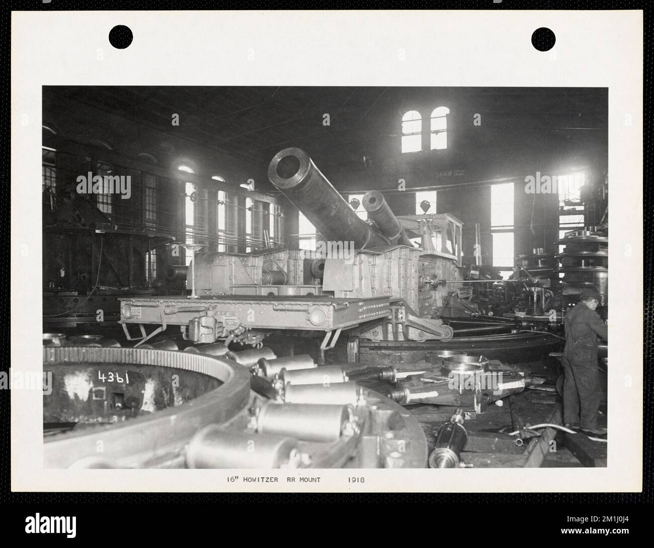 16' Howitzer, RR mount, industria dell'Ordnance, obici, Watertown Arsenal Mass.. Record degli Stati Uniti Esercito operativo Foto Stock