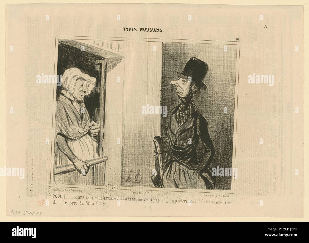 2000 fr. sans écurie ni remise, cà ne me convient pas.... Honoré Daumier (1808-1879). Litografie Foto Stock