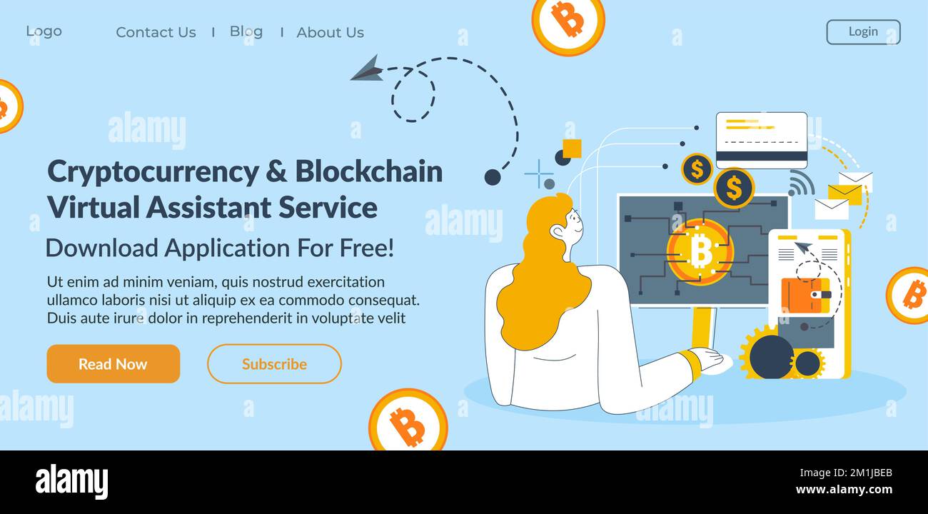 Assistente virtuale di criptovaluta e blockchain Illustrazione Vettoriale