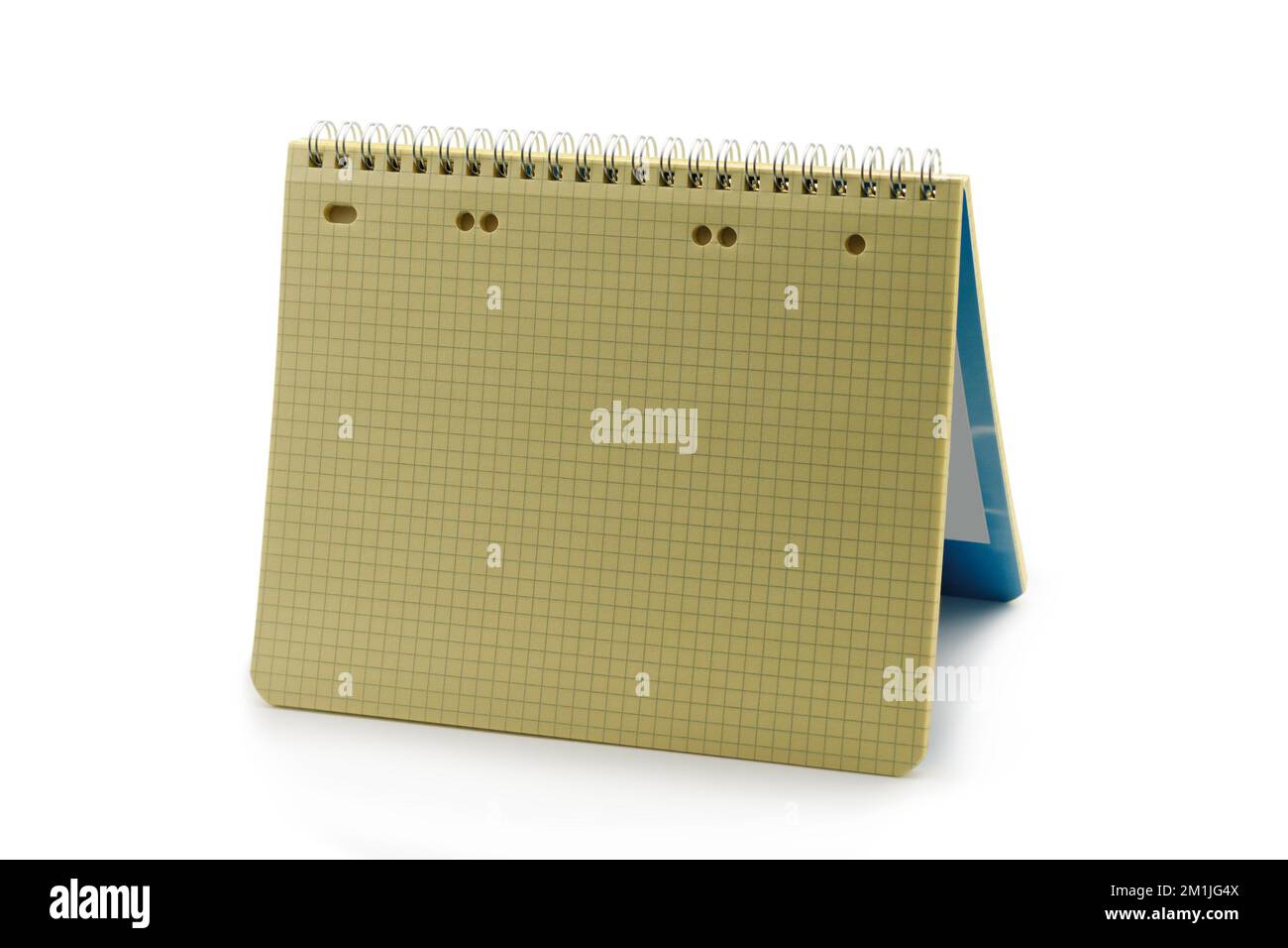 Notebook su una molla. Primo piano. Isolato su sfondo bianco. Foto Stock