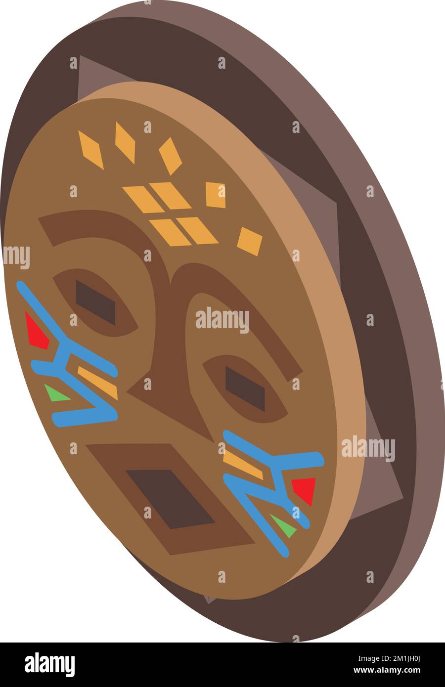 Icona maschera Aborigin vettore isometrico. Cultura etnica. Tribù nativa Illustrazione Vettoriale