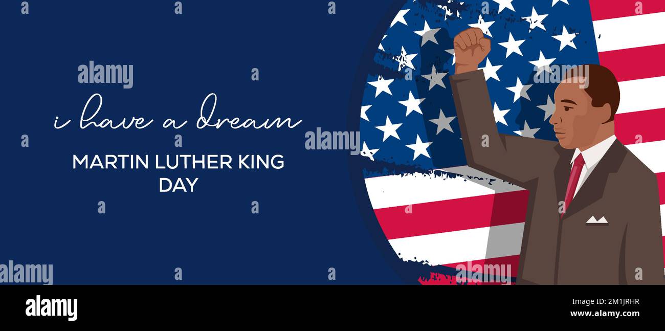 Ho un sogno MLK giorno o martin luther re giorno orizzontale banner illustrazione Illustrazione Vettoriale