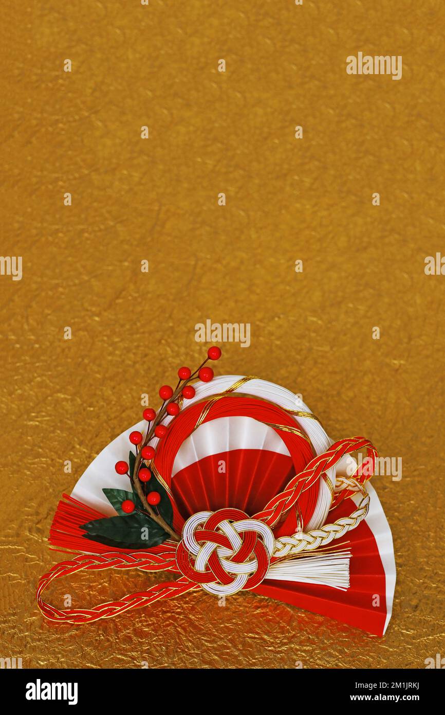 Vita morta delle decorazioni giapponesi di Capodanno come materiale per i biglietti d'auguri di Capodanno Foto Stock