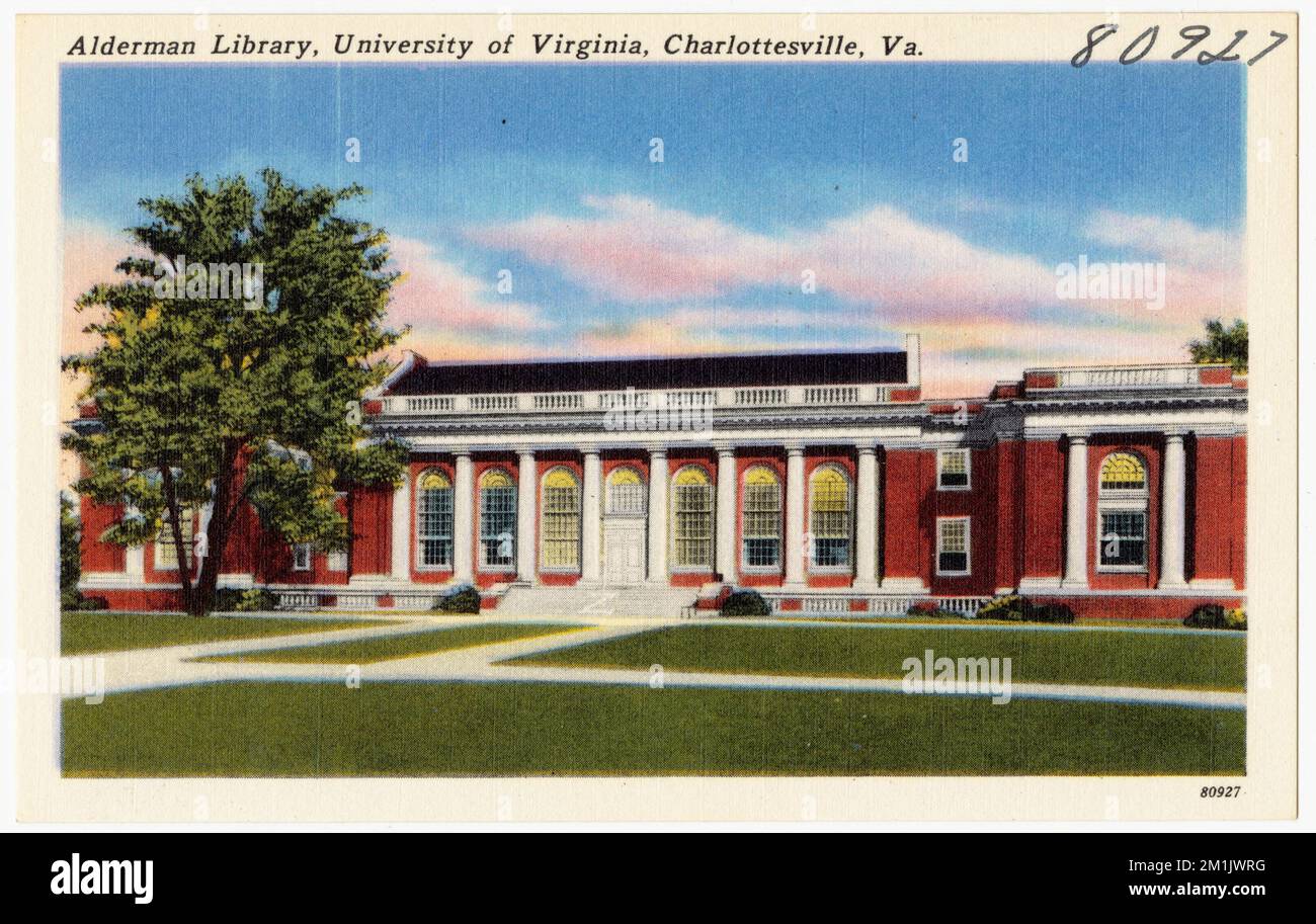 Alderman Library, University of Virginia, Charlottesville, Virginia , Università e college, Tichnor Brothers Collection, cartoline degli Stati Uniti Foto Stock