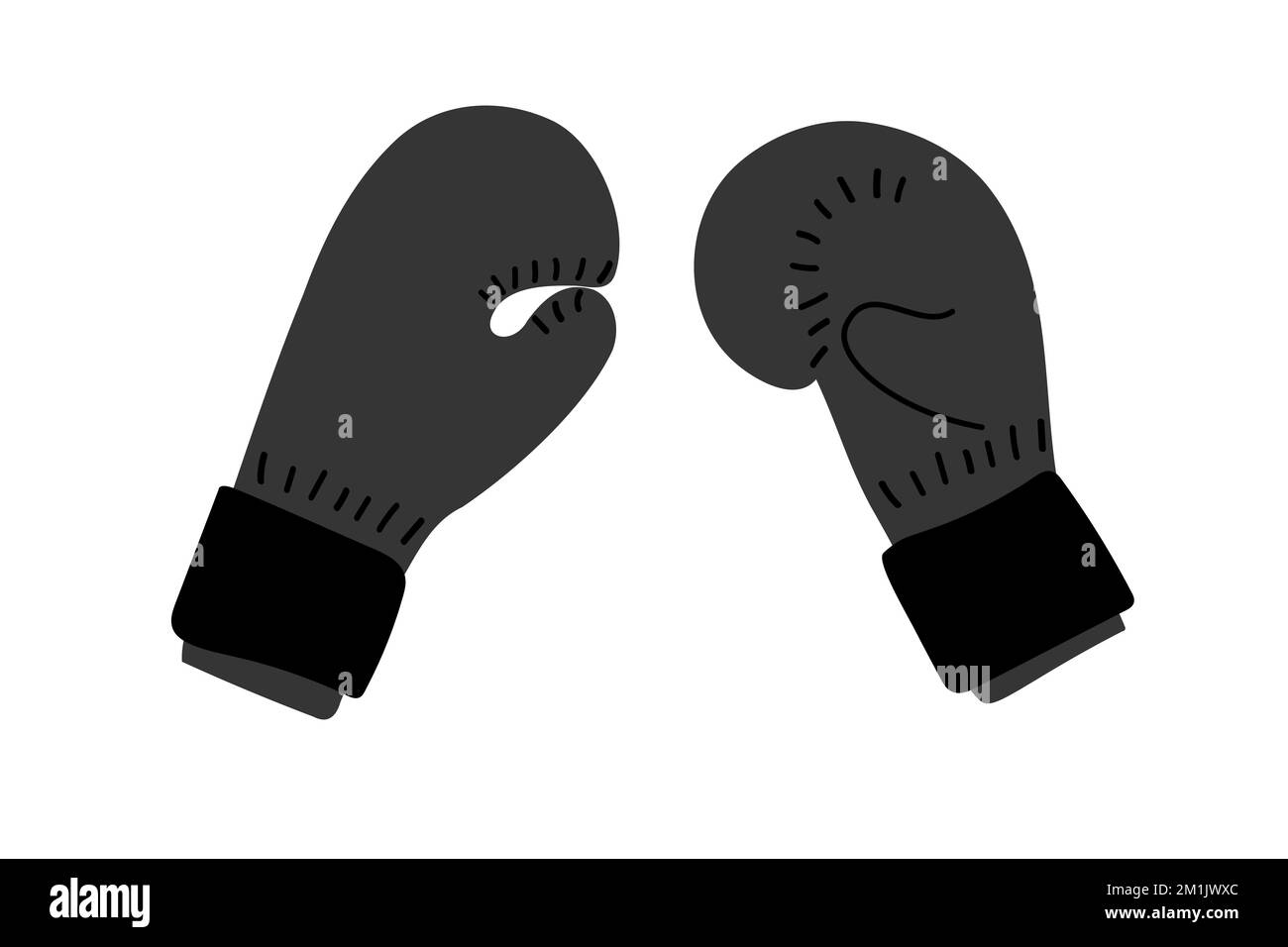 Guanto da boxe cartoon piatto, vista anteriore e posteriore. Coppia isolata su backgorund bianco Illustrazione Vettoriale