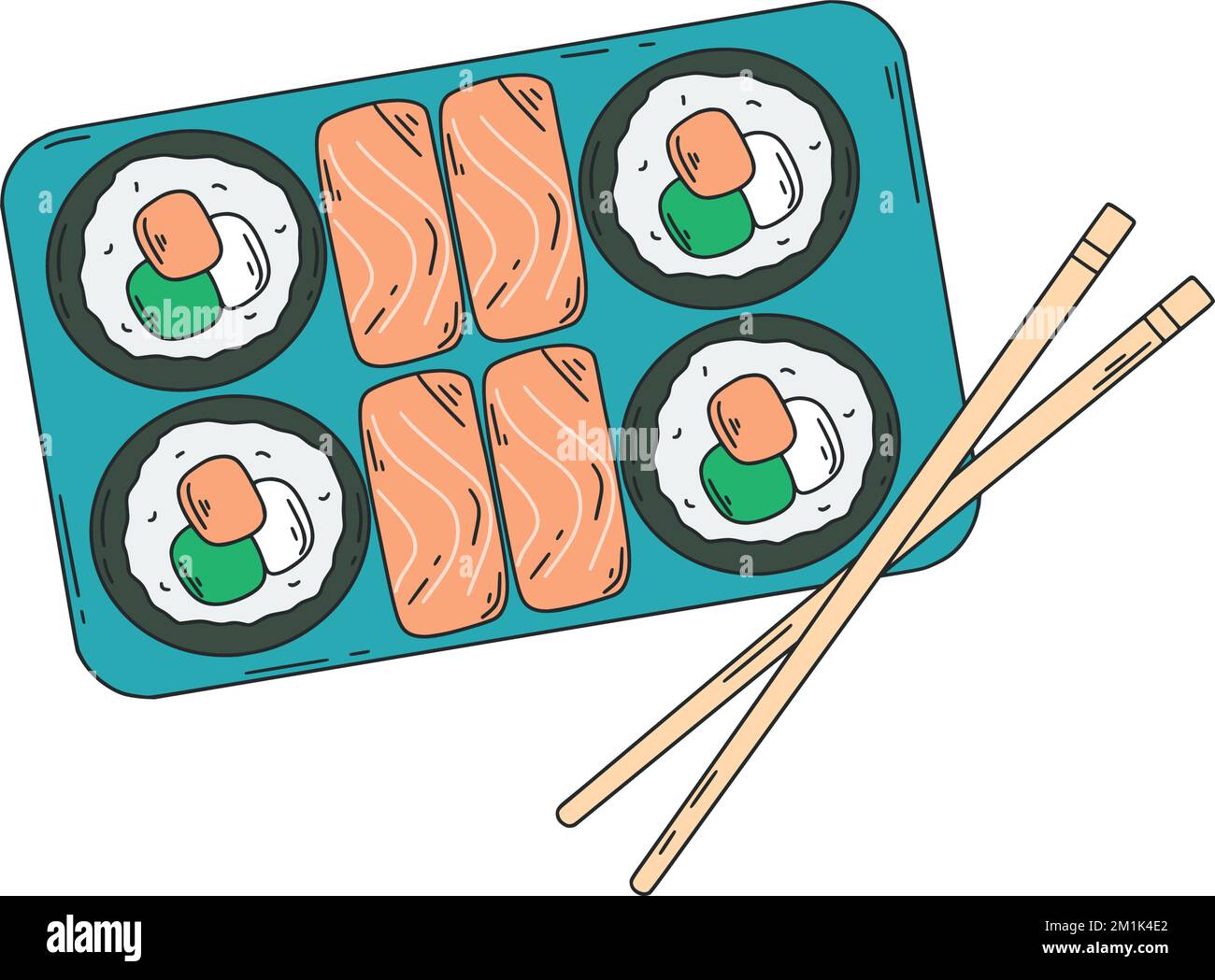 Sushi con formaggio avocado e salmone. Tradizionale cucina asiatica clip art.. Piatto nazionale di giappone snack con verdure di riso e frutti di mare isolato Illustrazione Vettoriale Sushi con formaggio avocado e salmone. Tradizionale cucina asiatica clip art.. Piatto nazionale di giappone snack con verdure di riso e frutti di mare isolato Illustrazione Vettoriale