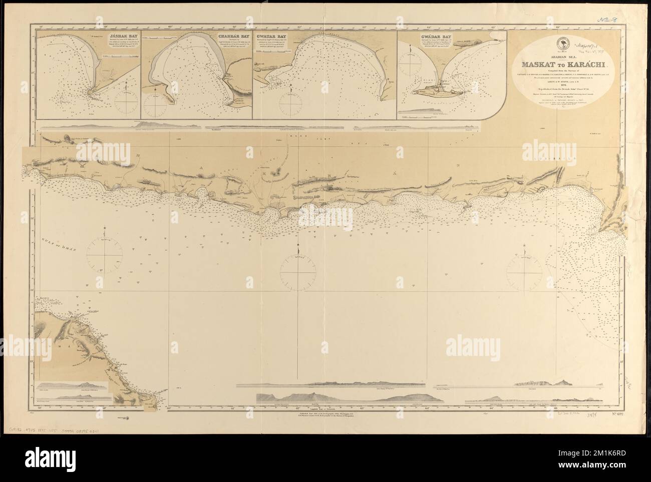 Mar Arabico, Maskat to Karáchi , Coste, Iran, Mappe, Coste, Pakistan, Mappe, carte nautiche, Mare Arabico, Mare Arabico, Mappe Norman B. Leventhal Map Center Collection Foto Stock