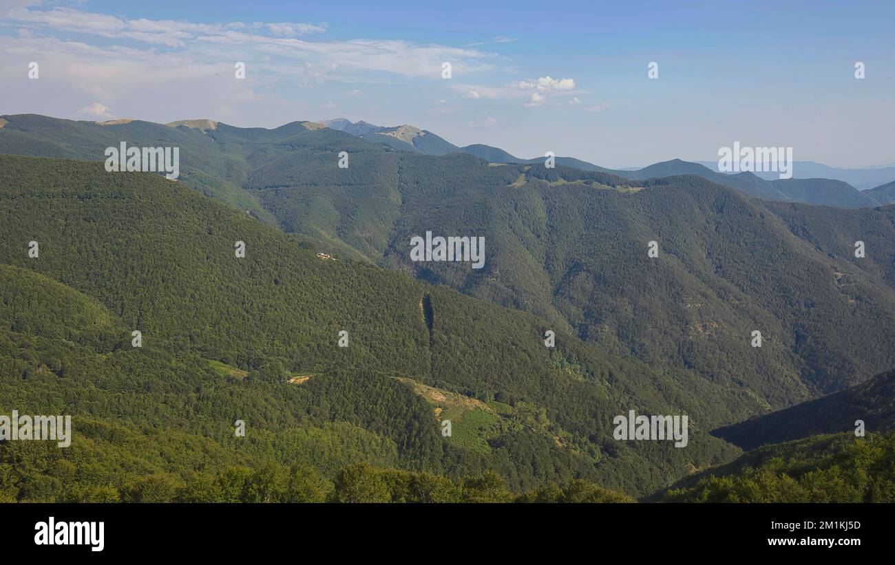 Paesaggio montano a San Pellegrino in Alpe in Italia. Foto Stock