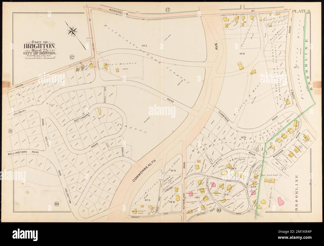 Atlante della città di Boston, Brighton : Plate 11 , Boston Mass., Mappe, Real Property, Massachusetts, Boston, Mappe, proprietari terrieri, Massachusetts, Boston, Mappe, Brighton Boston, Mass., Mappe Norman B. Leventhal Map Center Collection Foto Stock